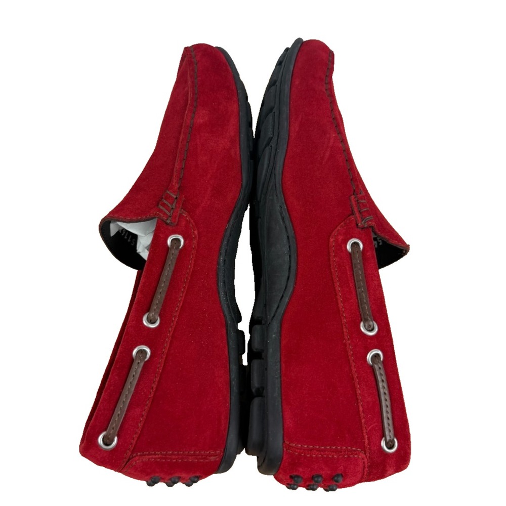 Florsheim Imperial Mens Red Suede Driving Loafers Hovercraft Made Italy Size 7